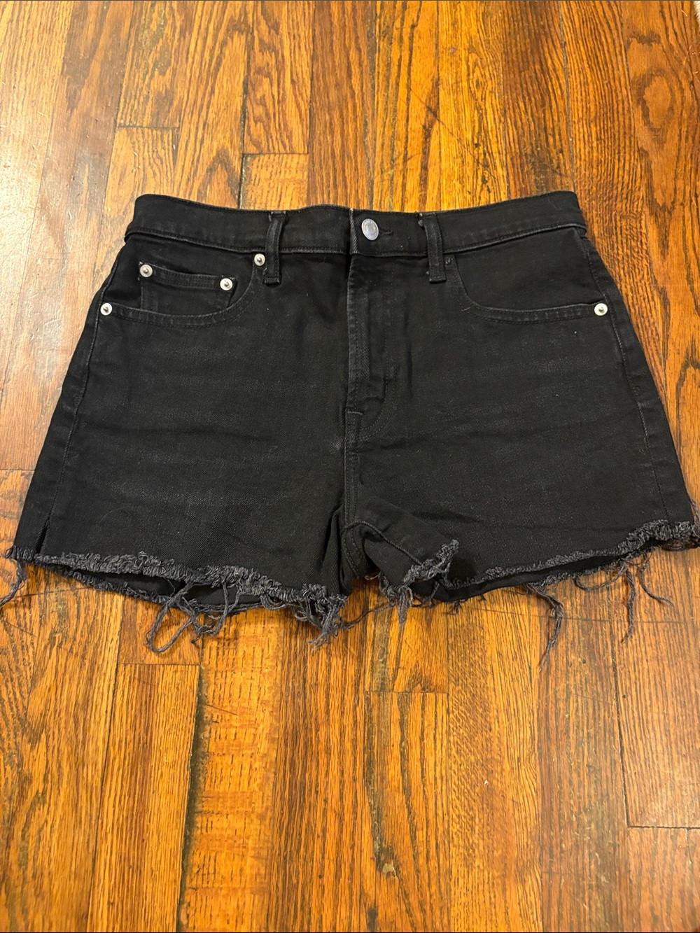 🎉GAP Black Distressed Frayed Hem Denim Shorts
